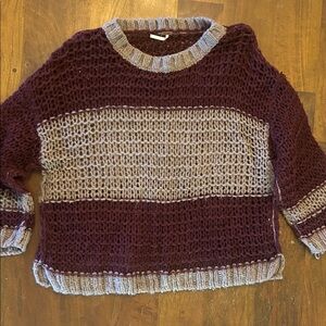 Free people Cozy Knit Sweater - Burgundy and Gray